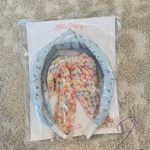 Little Poppy co pastel floral toe hairtoe hair accessories set blue eyelet knot